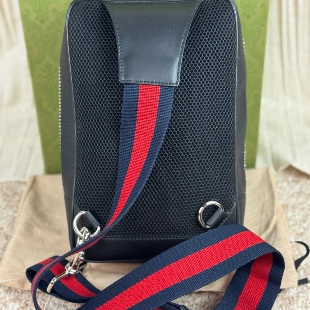 Gucci Web Strap Sling Bag GG Coated Canvas Small.